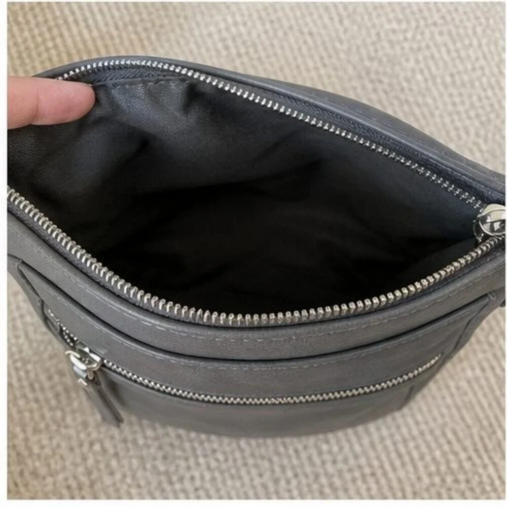 Gray Faux Leather Bag